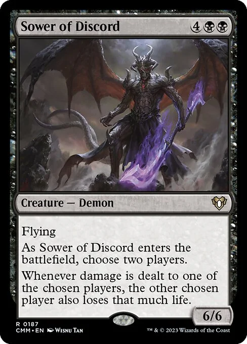 Sower of Discord, carta Magic di tipo Creature — Demon illustrata da Wisnu Tan