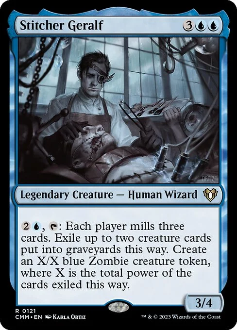 Stitcher Geralf, carta Magic di tipo Legendary Creature — Human Wizard illustrata da Karla Ortiz
