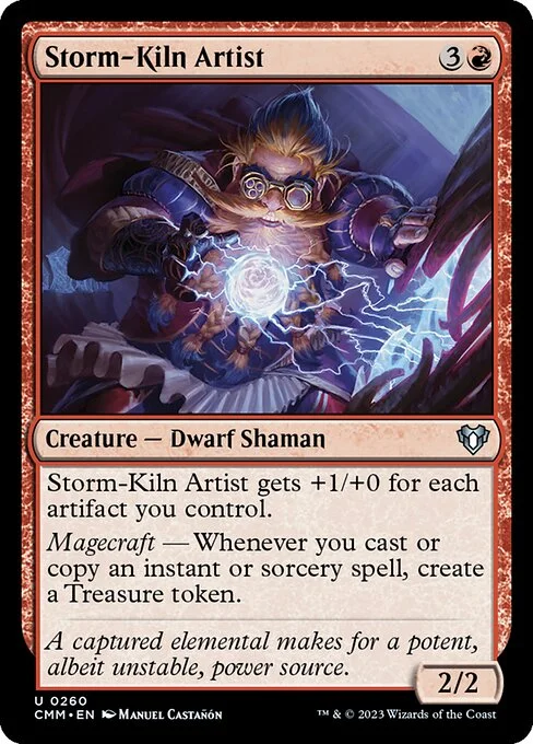 Storm-Kiln Artist, carta Magic di tipo Creature — Dwarf Shaman illustrata da Manuel Castañón