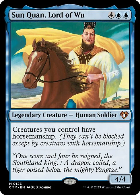 Sun Quan, Lord of Wu, carta Magic di tipo Legendary Creature — Human Soldier illustrata da Xu Xiaoming