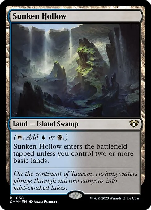Sunken Hollow, carta Magic di tipo Land — Island Swamp illustrata da Adam Paquette