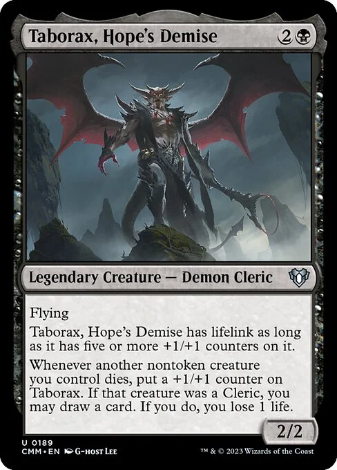 Taborax, Hope's Demise, carta Magic di tipo Legendary Creature — Demon Cleric illustrata da G-host Lee