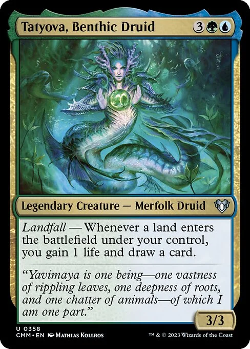 Tatyova, Benthic Druid, carta Magic di tipo Legendary Creature — Merfolk Druid illustrata da Mathias Kollros