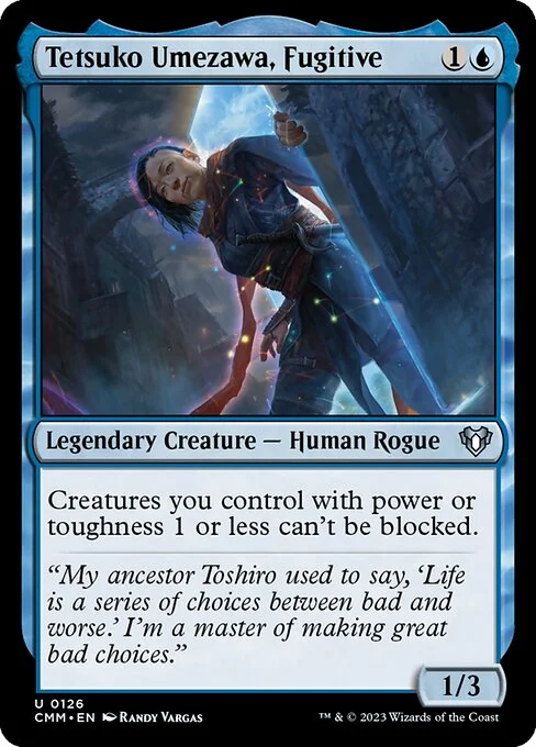 Tetsuko Umezawa, Fugitive, carta Magic di tipo Legendary Creature — Human Rogue illustrata da Randy Vargas