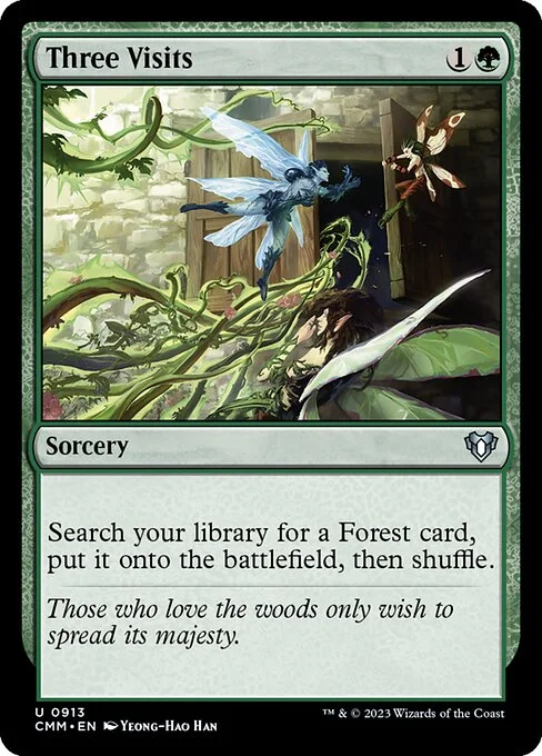 Three Visits, carta Magic di tipo Sorcery illustrata da Yeong-Hao Han