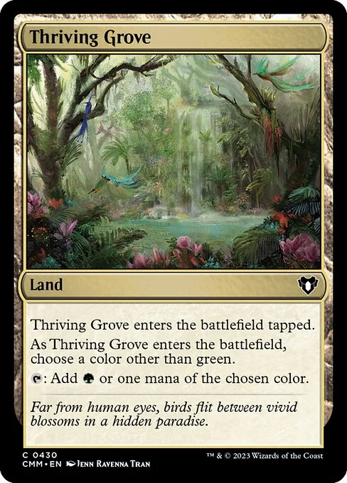 Thriving Grove, carta Magic di tipo Land illustrata da Ravenna Tran