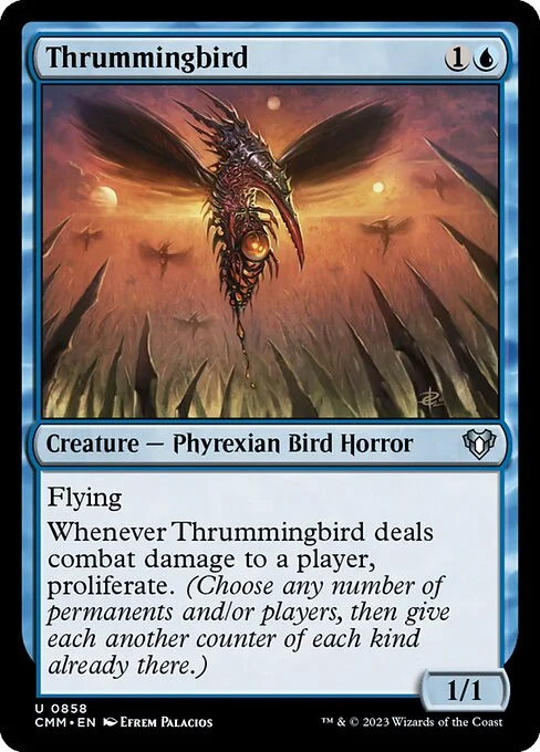 Thrummingbird, carta Magic di tipo Creature — Phyrexian Bird Horror illustrata da Efrem Palacios