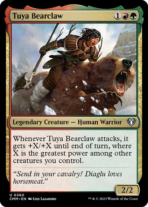 Tuya Bearclaw, carta Magic di tipo Legendary Creature — Human Warrior illustrata da Lius Lasahido