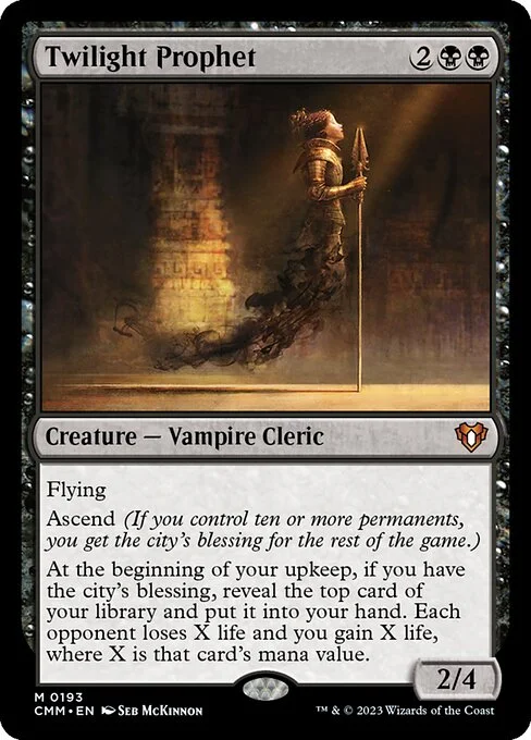 Twilight Prophet, carta Magic di tipo Creature — Vampire Cleric illustrata da Seb McKinnon
