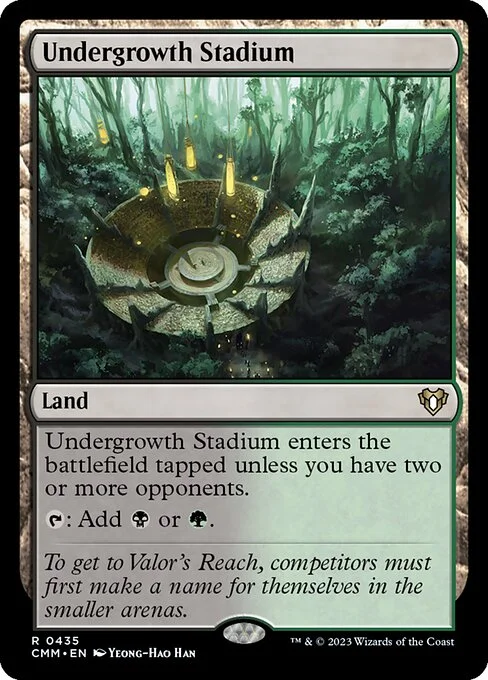 Undergrowth Stadium, carta Magic di tipo Land illustrata da Yeong-Hao Han