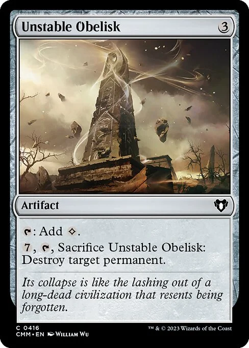 Unstable Obelisk, carta Magic di tipo Artifact illustrata da William Wu