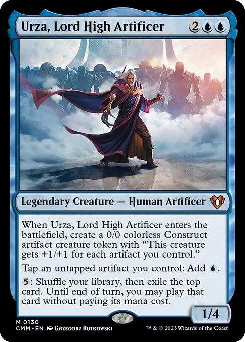 Urza, Lord High Artificer, carta Magic di tipo Legendary Creature — Human Artificer illustrata da Grzegorz Rutkowski