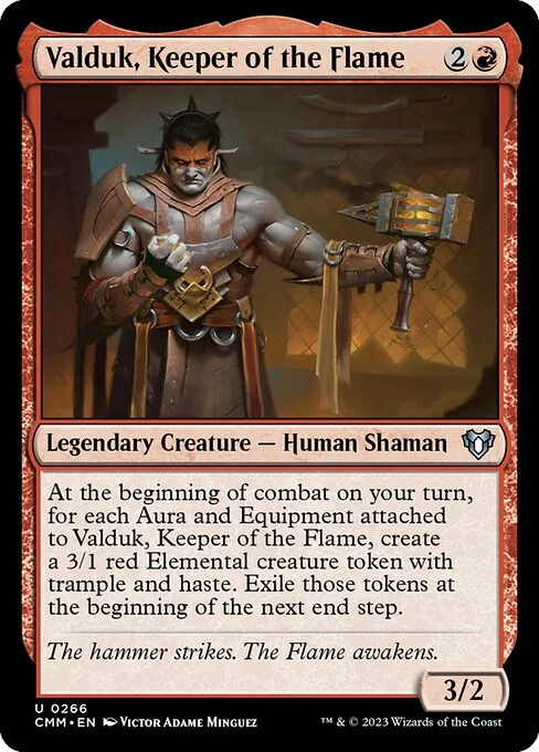 Valduk, Keeper of the Flame, carta Magic di tipo Legendary Creature — Human Shaman illustrata da Victor Adame Minguez
