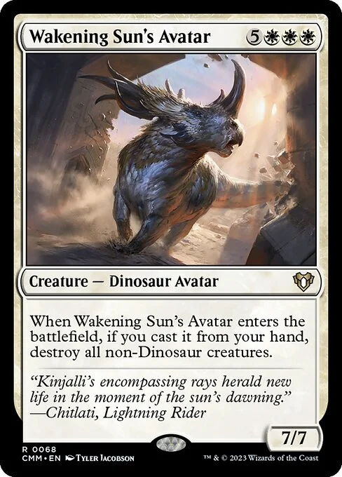 Wakening Sun's Avatar, carta Magic di tipo Creature — Dinosaur Avatar illustrata da Tyler Jacobson