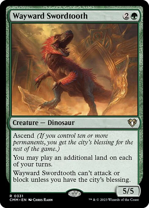Wayward Swordtooth, carta Magic di tipo Creature — Dinosaur illustrata da Chris Rahn