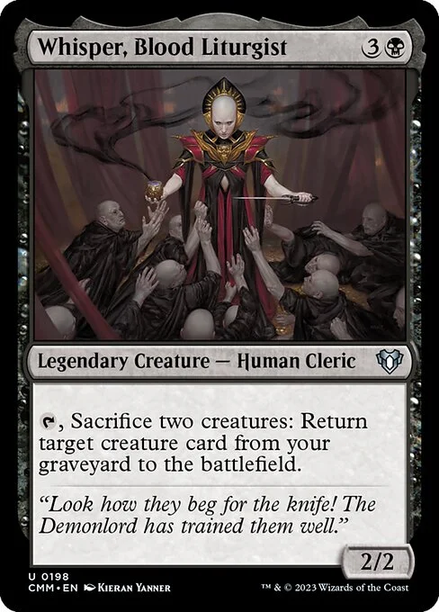 Whisper, Blood Liturgist, carta Magic di tipo Legendary Creature — Human Cleric illustrata da Kieran Yanner