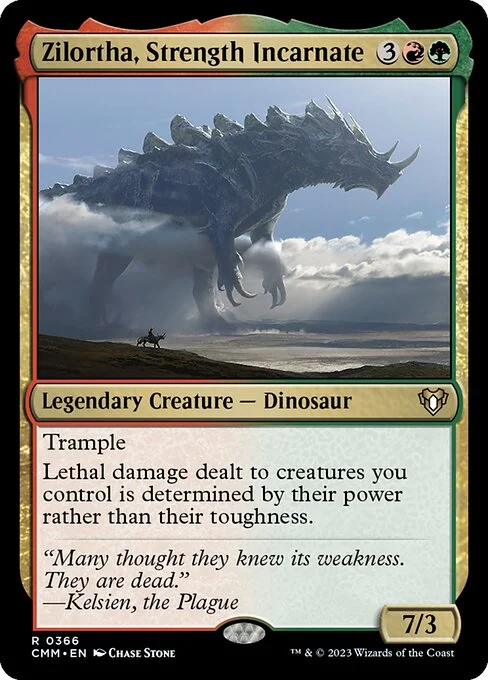 Zilortha, Strength Incarnate, carta Magic di tipo Legendary Creature — Dinosaur illustrata da Chase Stone