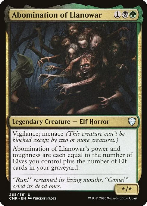 Abomination of Llanowar, carta Magic di tipo Legendary Creature — Elf Horror illustrata da Vincent Proce