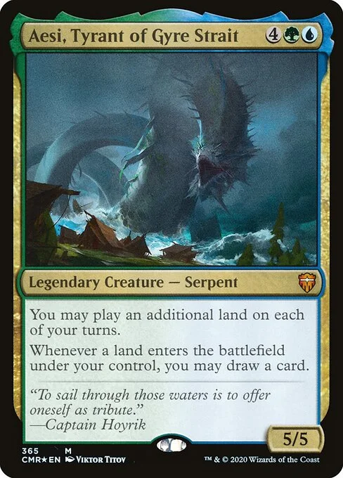 Aesi, Tyrant of Gyre Strait, carta Magic di tipo Legendary Creature — Serpent illustrata da Viktor Titov