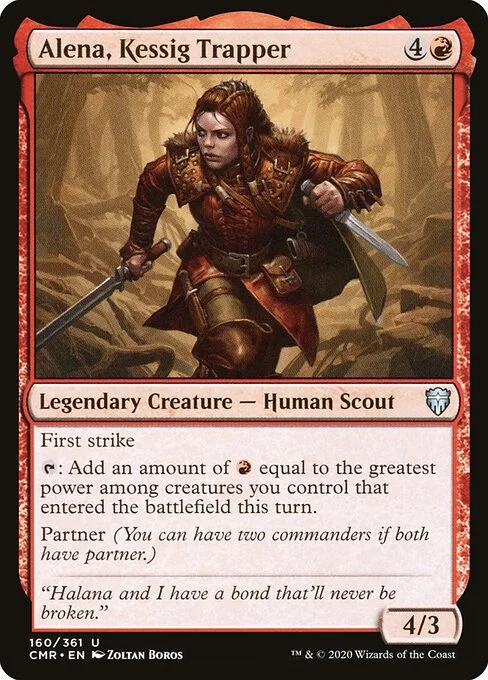 Alena, Kessig Trapper, carta Magic di tipo Legendary Creature — Human Scout illustrata da Zoltan Boros