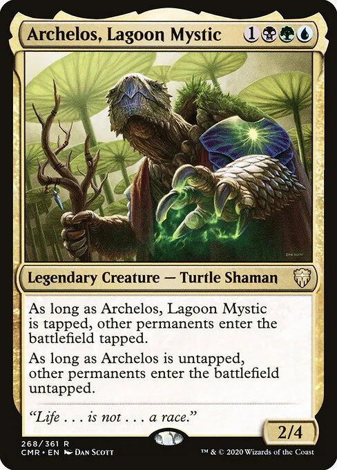 Archelos, Lagoon Mystic, carta Magic di tipo Legendary Creature — Turtle Shaman illustrata da Dan Murayama Scott