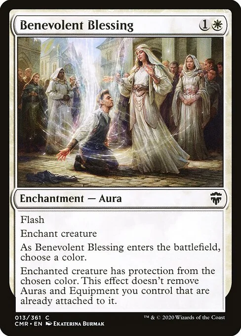 Benevolent Blessing, carta Magic di tipo Enchantment — Aura illustrata da Ekaterina Burmak