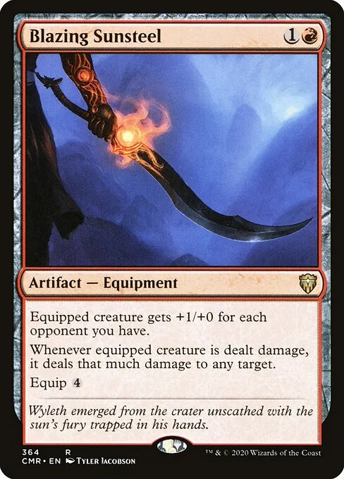 Blazing Sunsteel, carta Magic di tipo Artifact — Equipment illustrata da Tyler Jacobson