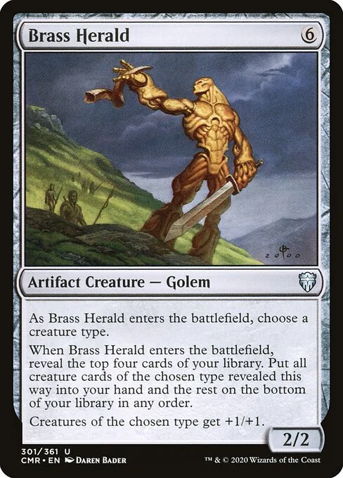 Brass Herald, carta Magic di tipo Artifact Creature — Golem illustrata da Daren Bader