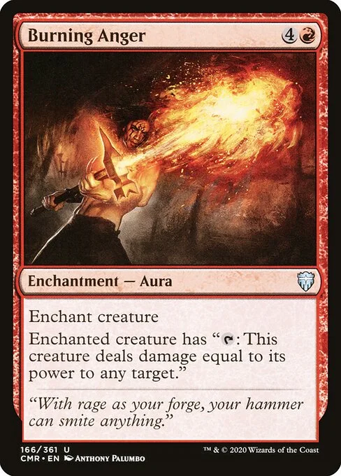 Burning Anger, carta Magic di tipo Enchantment — Aura illustrata da Anthony Palumbo