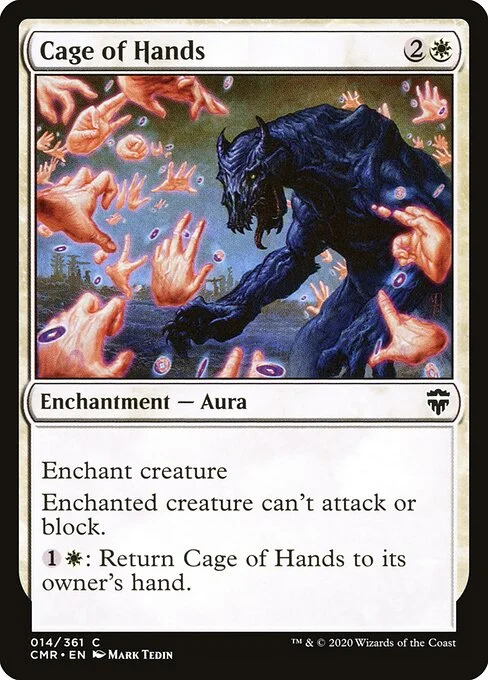 Cage of Hands, carta Magic di tipo Enchantment — Aura illustrata da Mark Tedin