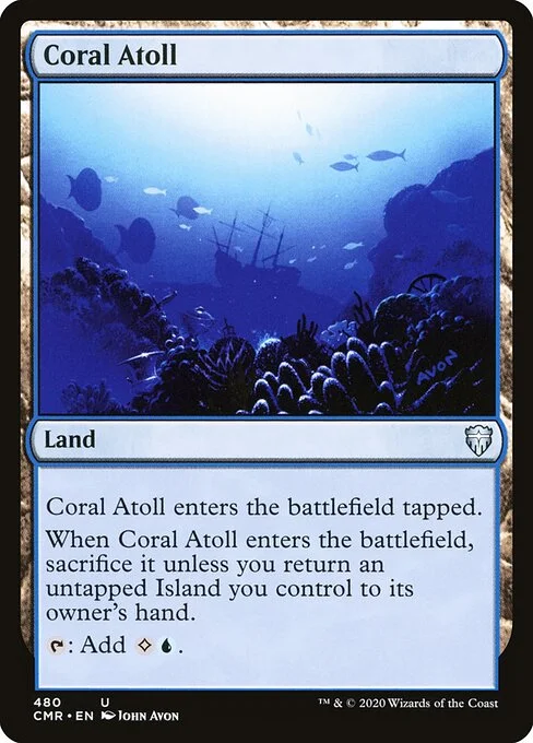 Coral Atoll, carta Magic di tipo Land illustrata da John Avon