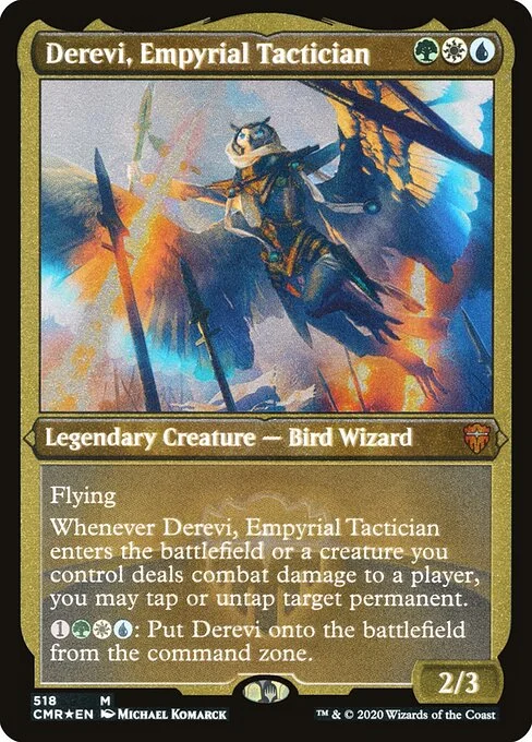 Derevi, Empyrial Tactician, carta Magic di tipo Legendary Creature — Bird Wizard illustrata da Michael Komarck