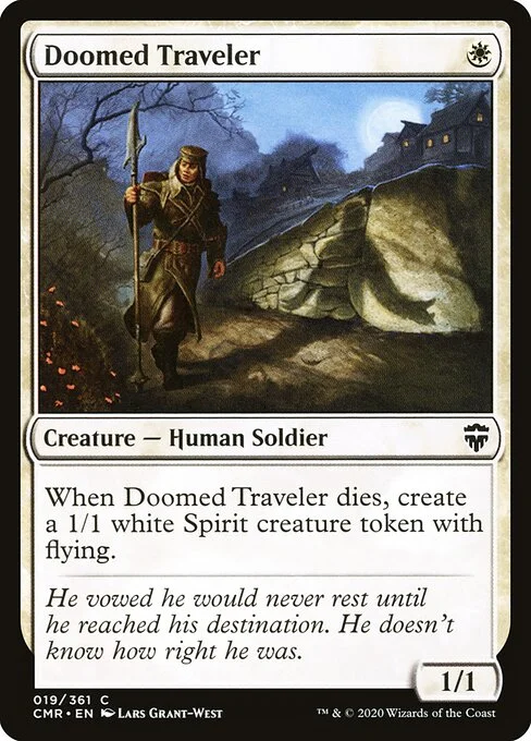 Doomed Traveler, carta Magic di tipo Creature — Human Soldier illustrata da Lars Grant-West