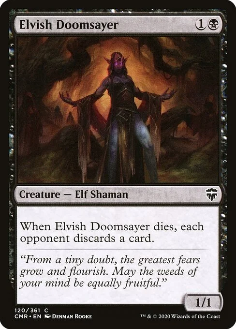 Elvish Doomsayer, carta Magic di tipo Creature — Elf Shaman illustrata da Denman Rooke