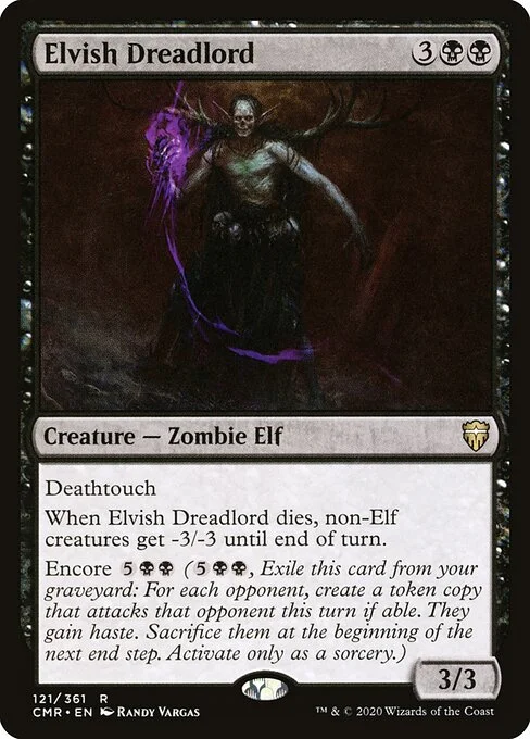 Elvish Dreadlord, carta Magic di tipo Creature — Zombie Elf illustrata da Randy Vargas