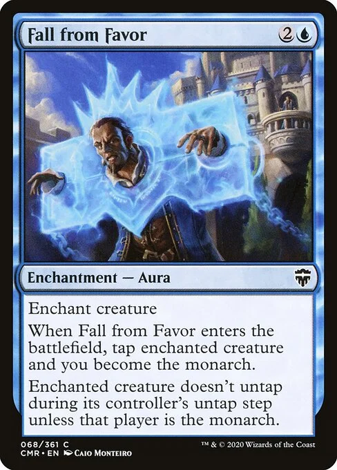 Fall from Favor, carta Magic di tipo Enchantment — Aura illustrata da Caio Monteiro