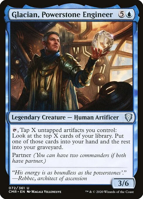 Glacian, Powerstone Engineer, carta Magic di tipo Legendary Creature — Human Artificer illustrata da Magali Villeneuve