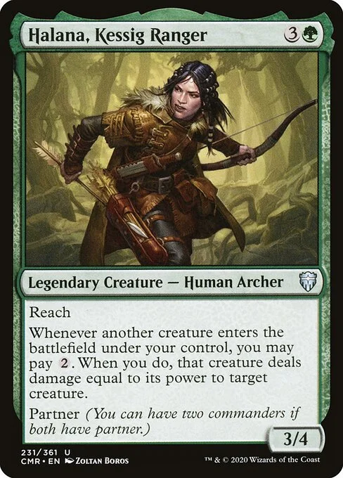 Halana, Kessig Ranger, carta Magic di tipo Legendary Creature — Human Archer Ranger illustrata da Zoltan Boros