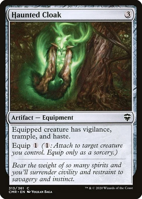 Haunted Cloak, carta Magic di tipo Artifact — Equipment illustrata da Volkan Baǵa