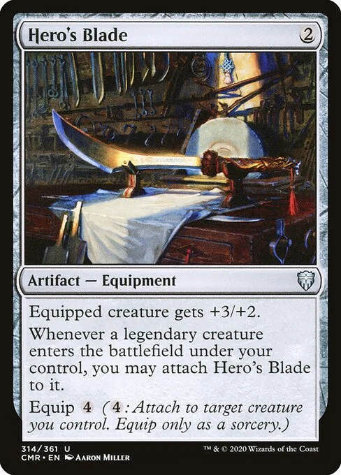 Hero's Blade, carta Magic di tipo Artifact — Equipment illustrata da Aaron Miller