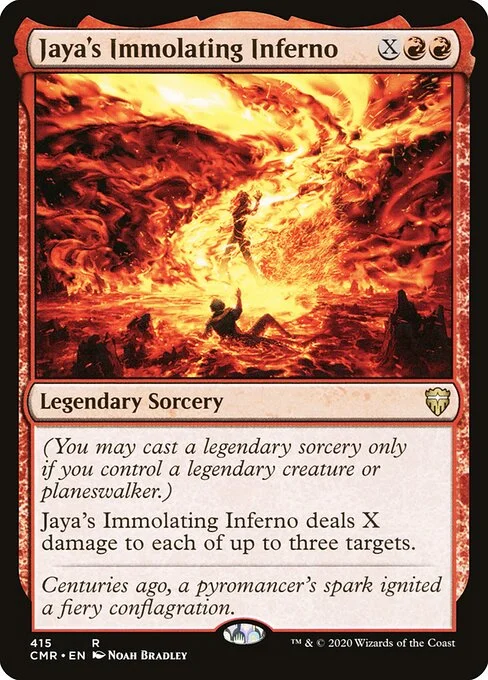 Jaya's Immolating Inferno, carta Magic di tipo Legendary Sorcery illustrata da Noah Bradley