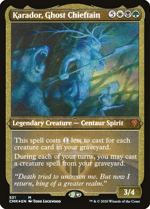 Karador, Ghost Chieftain, carta Magic di tipo Legendary Creature — Centaur Spirit illustrata da Todd Lockwood