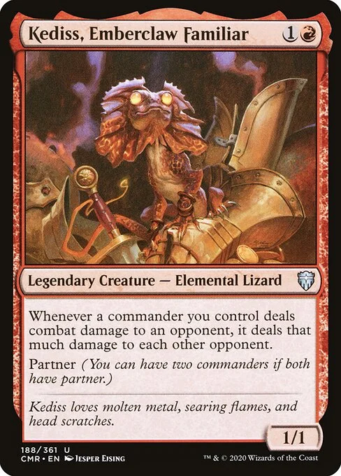 Kediss, Emberclaw Familiar, carta Magic di tipo Legendary Creature — Elemental Lizard illustrata da Jesper Ejsing