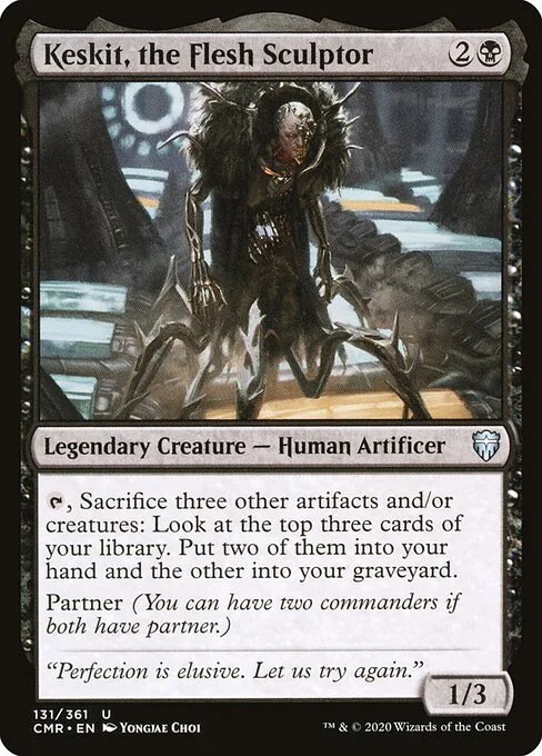 Keskit, the Flesh Sculptor, carta Magic di tipo Legendary Creature — Phyrexian Human Artificer illustrata da Yongjae Choi