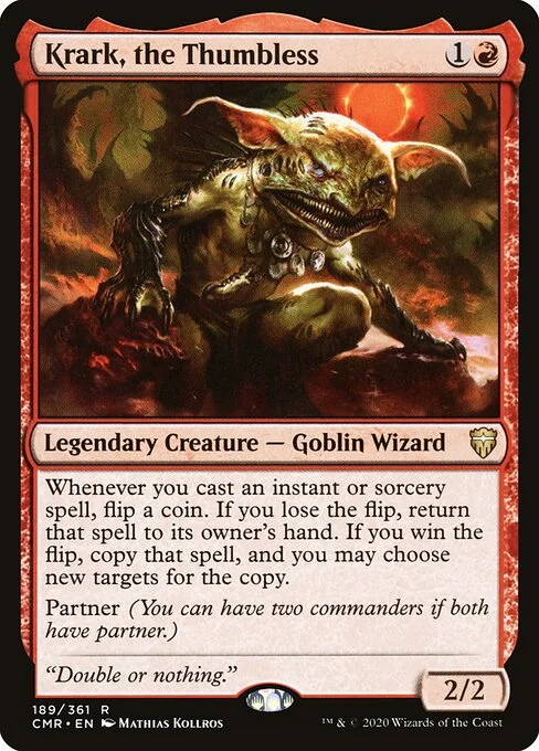 Krark, the Thumbless, carta Magic di tipo Legendary Creature — Goblin Wizard illustrata da Mathias Kollros