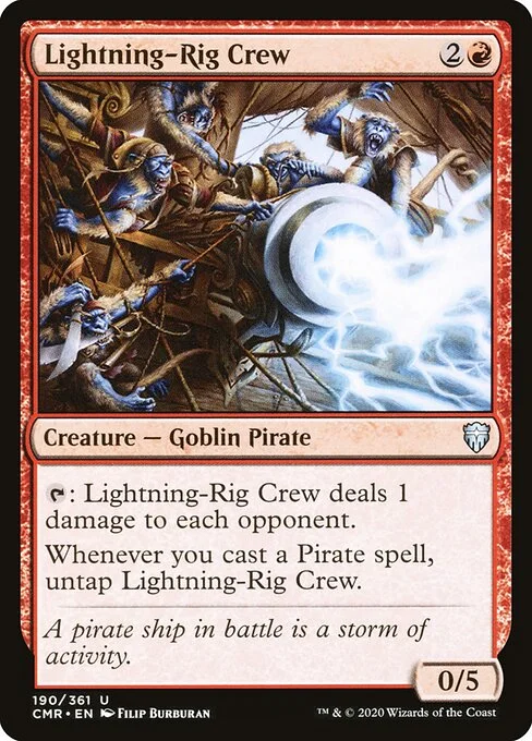 Lightning-Rig Crew, carta Magic di tipo Creature — Goblin Pirate illustrata da Filip Burburan