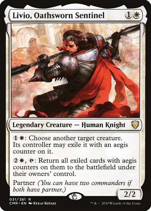 Livio, Oathsworn Sentinel, carta Magic di tipo Legendary Creature — Human Knight illustrata da Kekai Kotaki