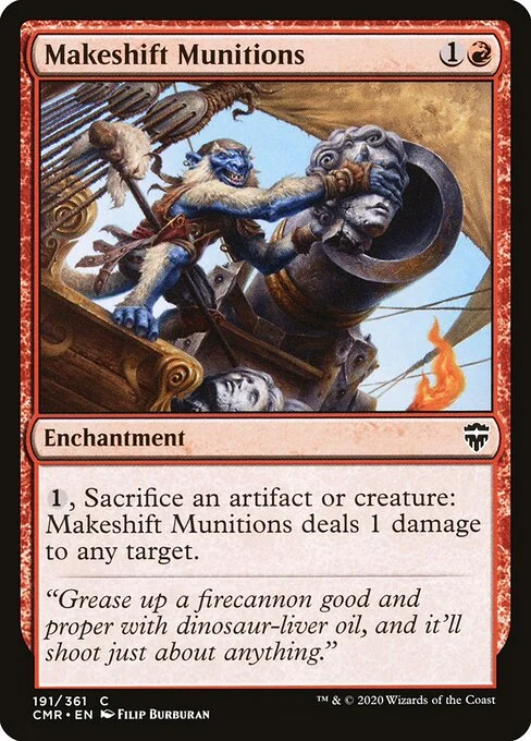 Makeshift Munitions, carta Magic di tipo Enchantment illustrata da Filip Burburan