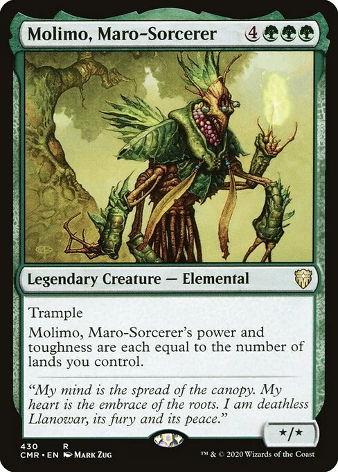 Molimo, Maro-Sorcerer, carta Magic di tipo Legendary Creature — Elemental Sorcerer illustrata da Mark Zug