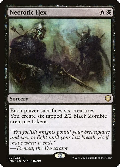 Necrotic Hex, carta Magic di tipo Sorcery illustrata da Nils Hamm